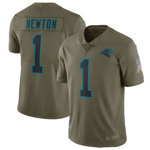 Carolina Panthers Limited Olive Men Cam Newton Jersey NFL Football #1 2017 Salute to Service